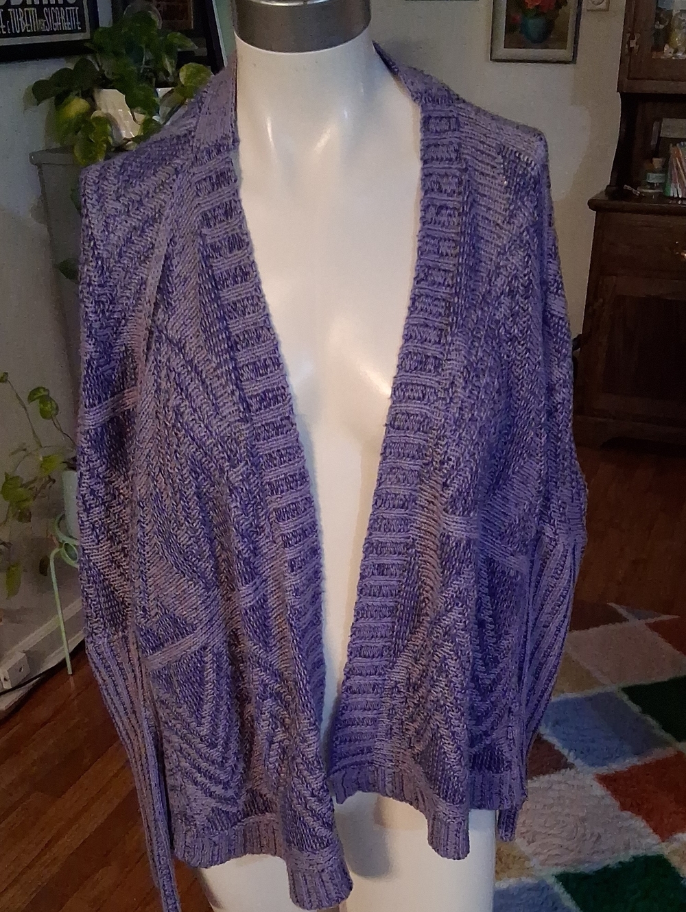 Sparkle & Fade Lavender Open-Front Knit Cardigan